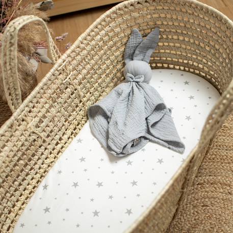Drap housse couffin ovale stella Blanc+Gris 2 - vertbaudet enfant 