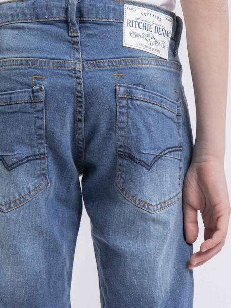 Bermuda en jean bloopy garçon Bleu clair+Bleu foncé 3 - vertbaudet enfant 