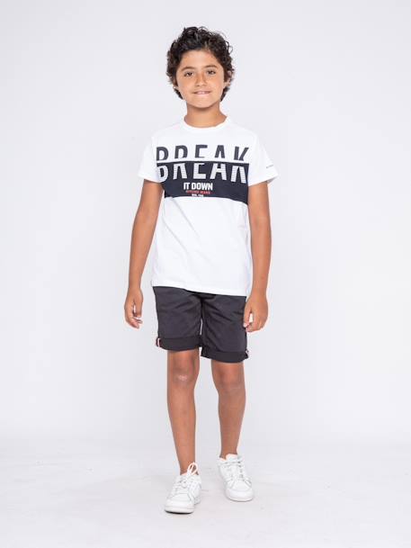 T-shirt col rond pur coton motifs relief nolibert garçon Blanc+Gris 4 - vertbaudet enfant 