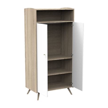 Armoire 2 portes et 1 niche - access Marron+Marron/blanc 8 - vertbaudet enfant 