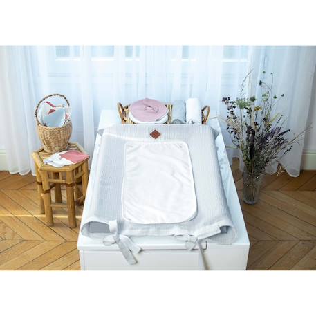 Housse de matelas à langer en gaze de coton jeanne Beige+Blanc+Bleu+Camel+Écru+Gris clair+Terracotta+Vert de gris+Vieux rose 15 - vertbaudet enfant 