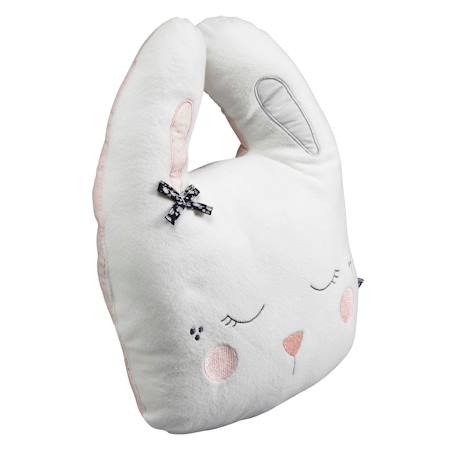 Coussin déco lapin en polyester - miss fleur de lune Blanc 2 - vertbaudet enfant 