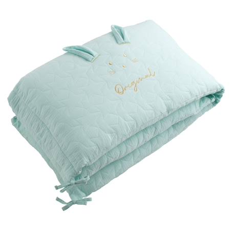 Tour de lit bébé en coton - original Bleu ciel+Bleu nuit+Jaune+Rose 1 - vertbaudet enfant 