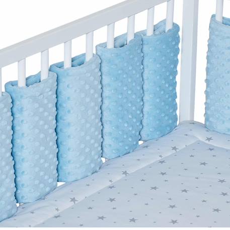 Tour de lit modulable 10 pièces extra doux minky Bleu+Écru+Gris+Rose 3 - vertbaudet enfant 