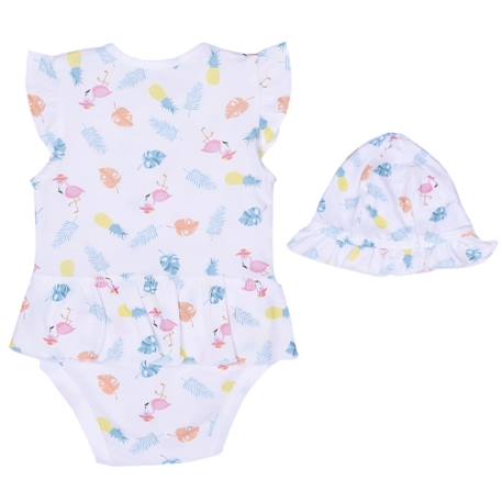 Body robe et chapeau en coton bio tropi Blanc 2 - vertbaudet enfant 