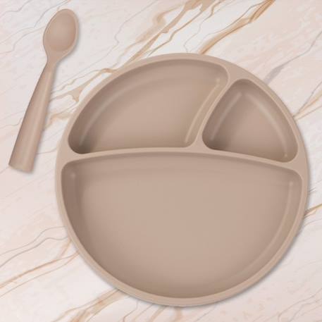 Cuillère bébé en  silicone Bleu marine+Caramel+Gris+Terracotta+Vert amande 16 - vertbaudet enfant 
