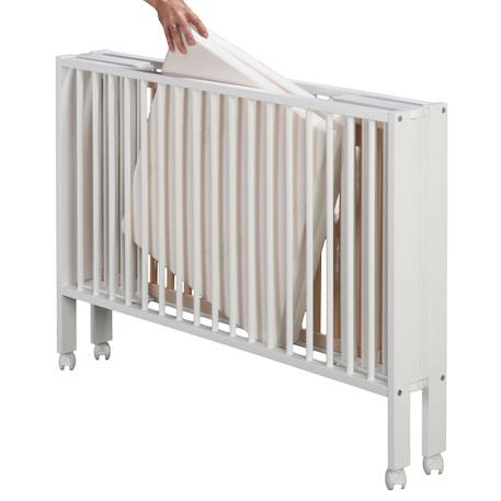 Lit pour enfant à barreaux pliable  avec matelas Blanc+Bois naturel 4 - vertbaudet enfant 