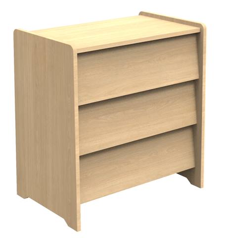 Commode 3 tiroirs façades inclinées en bois décor chêne miel - cannelle Beige+Marron 6 - vertbaudet enfant 