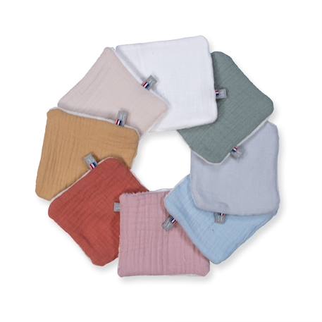Lot de 8 lingettes lavables bambou et gaze de coton jeanne Multicolore 1 - vertbaudet enfant 