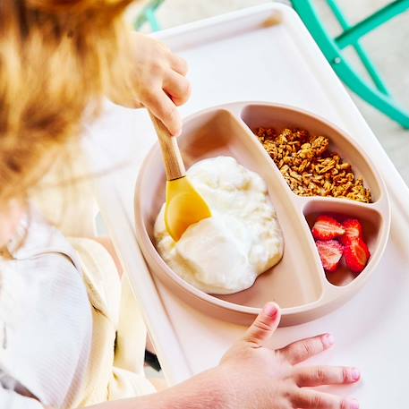 Coffret repas comme un grand assiette cuillère bavoir Caramel+Nude+Rose clair+Terracotta+Vert amande 25 - vertbaudet enfant 