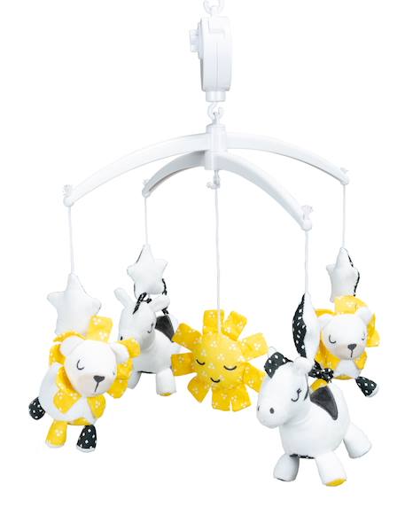 Mobile musical en velours - pluche et pompon Blanc 1 - vertbaudet enfant 