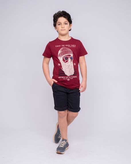 Bermuda chino bavolta garçon Beige+Bleu marine+Cognac+Marron+Noir+Rouge framboise 8 - vertbaudet enfant 
