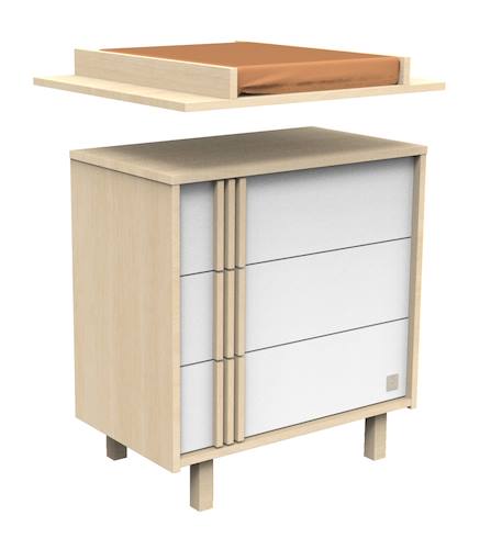 Commode 3 tiroirs en décor chêne velours et avec appliques en bois - nature Blanc 3 - vertbaudet enfant 