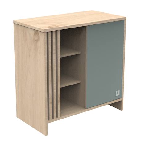 Commode 1 porte colorée et 3 niches avec claustra en bois décor chêne suave - tokyo Blanc/marron+Rouge/marron+Vert/marron 8 - vertbaudet enfant 