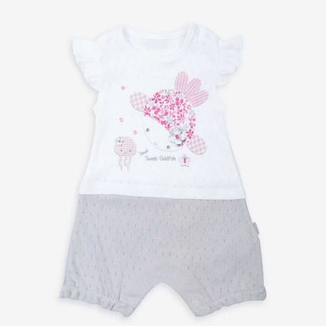Combishort bébé en coton jacquard biologique doris Blanc / gris 5 - vertbaudet enfant 