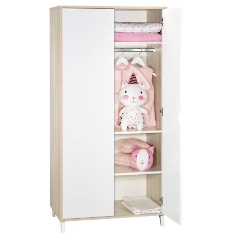 Armoire bébé 2 portes en bois - scandi Blanc/beige 2 - vertbaudet enfant 