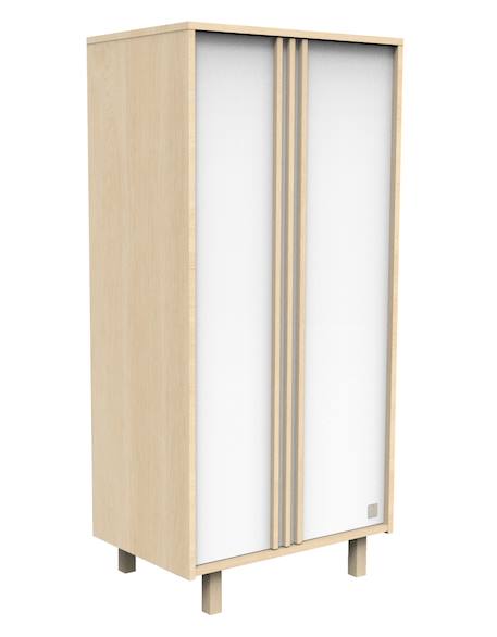 Armoire 2 portes en décor chêne velours et avec appliques en bois - nature Blanc 2 - vertbaudet enfant 