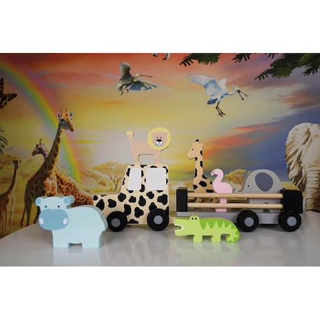 Jouet en bois - grande voiture jeep safari Multicolore 3 - vertbaudet enfant 