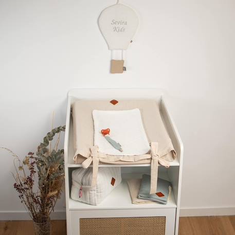 Housse de matelas à langer en lin lavé Beige+Écru+Vert 2 - vertbaudet enfant 