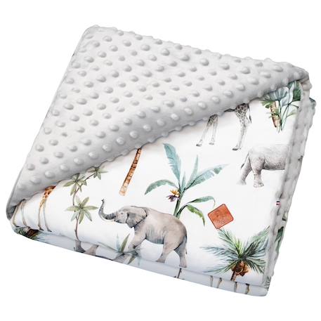 Couverture réversible en minky safari Gris+Vert 1 - vertbaudet enfant 