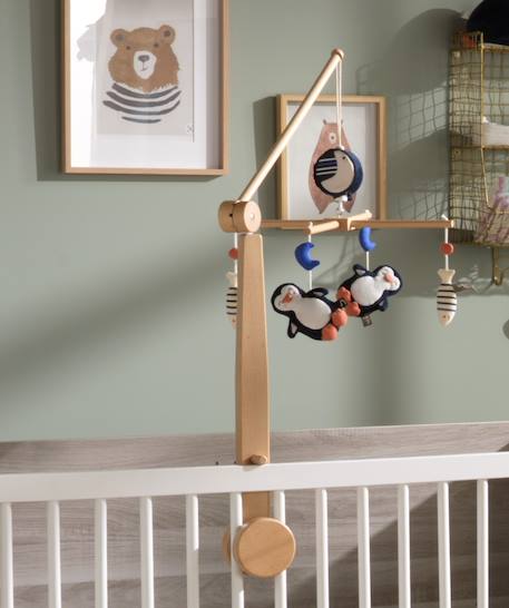 Mobile musical en bois avec jouets pingouin - baby sailor Bleu 3 - vertbaudet enfant 