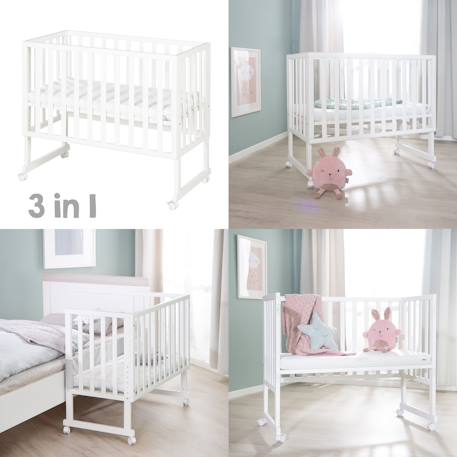 Berceau cododo 3en1 avec matelas et barrière safe asleep Blanc+Gris taupe 5 - vertbaudet enfant 