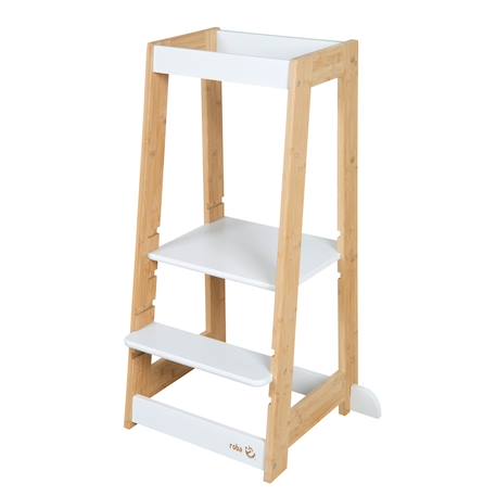 Tour d'apprentissage évolutive en bambou fsc® Anthracite+Blanc+Blanc - naturel+Naturel 12 - vertbaudet enfant 