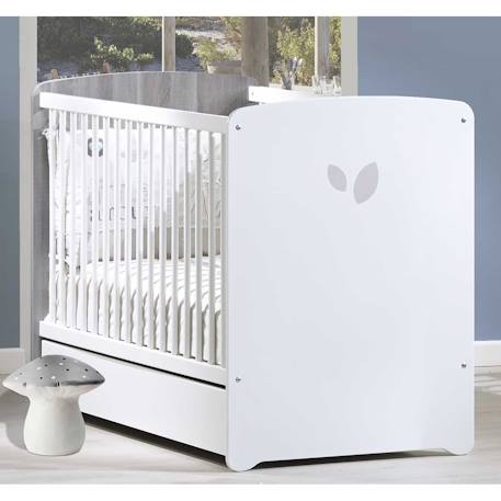 Lit bébé sérigraphié en bois - leaf Gris 2 - vertbaudet enfant 
