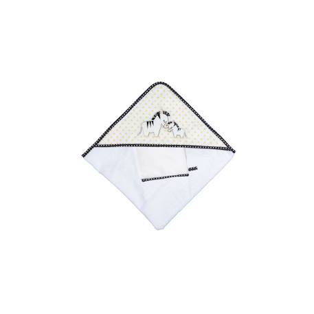 Cape de bain plus gant en coton - pluche et pompon Blanc 1 - vertbaudet enfant 