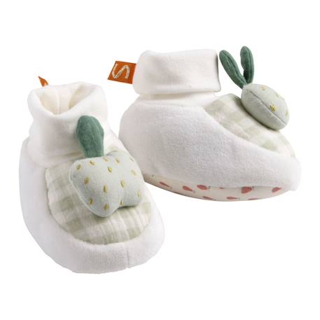 Chaussons bébé en velours - botanica Blanc 1 - vertbaudet enfant 