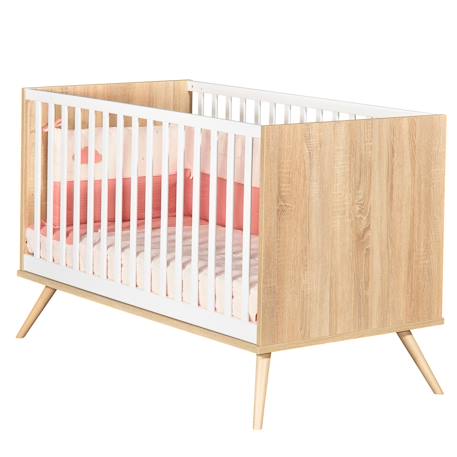 Lit bébé évolutif en bois - seventies Marron/blanc 1 - vertbaudet enfant 