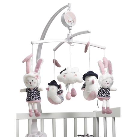 Mobile musical en polyester - miss fleur de lune Blanc 1 - vertbaudet enfant 