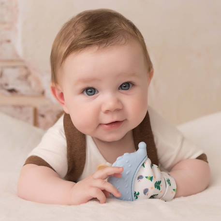 Moufle de dentition en silicone alimentaire hérisson Bleu+Gris+Rose 3 - vertbaudet enfant 