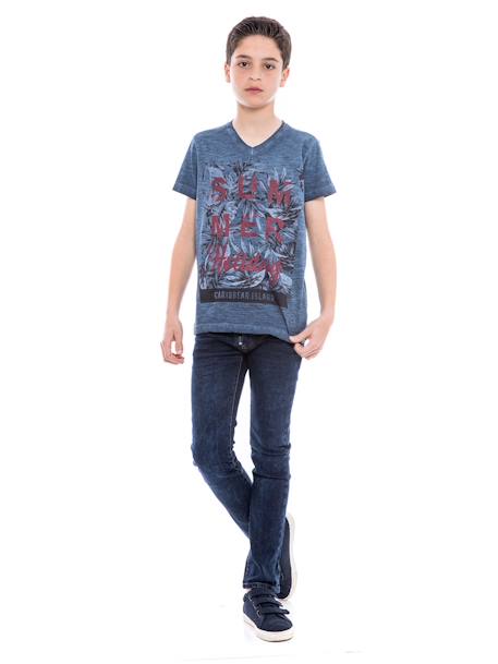 T-shirt col v nogota garçon Bleu marine+Gris foncé 4 - vertbaudet enfant 