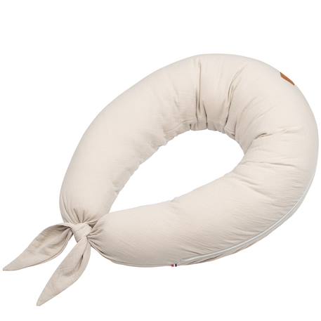 Coussin de maternité et d'allaitement + housse en gaze de coton Beige+Bleu+Rose 1 - vertbaudet enfant 