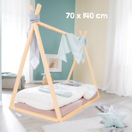 Lit tipi en bambou fsc® pour enfant - lit montessori au sol Naturel 6 - vertbaudet enfant 