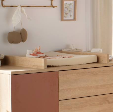 Matelas à langer avec sa housse en double gaze de coton et sa serviette - uni sauge Beige+Rose+Rouge+Vert 3 - vertbaudet enfant 