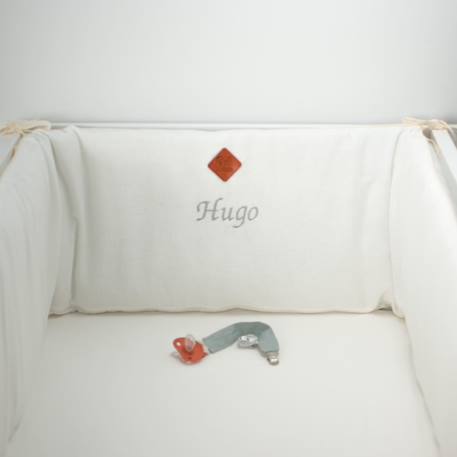 Tour de lit déhoussable et universel en lin Beige+Écru+Pêche+Vert de gris 14 - vertbaudet enfant 