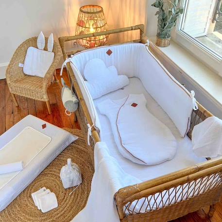 Housse de matelas à langer en gaze de coton jeanne Beige+Blanc+Bleu+Camel+Écru+Gris clair+Terracotta+Vert de gris+Vieux rose 26 - vertbaudet enfant 