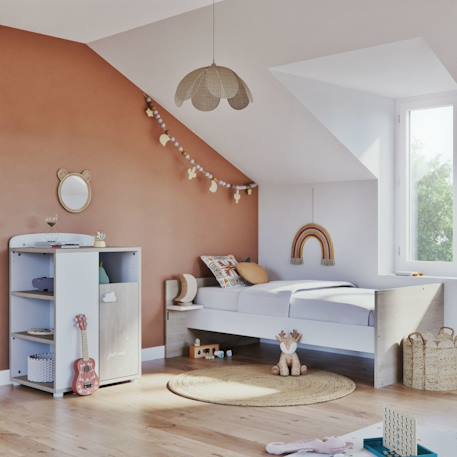 Lit bébé combiné evolutif en bois - smile Blanc+Gris 5 - vertbaudet enfant 