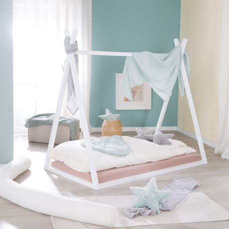Lit tipi en bois fsc® pour enfant - lit montessori au sol Blanc 2 - vertbaudet enfant 