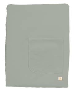 Puériculture-Matelas à langer avec sa housse en double gaze de coton et sa serviette - uni sauge