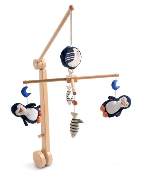 Mobile musical en bois avec jouets pingouin - baby sailor Bleu 1 - vertbaudet enfant 