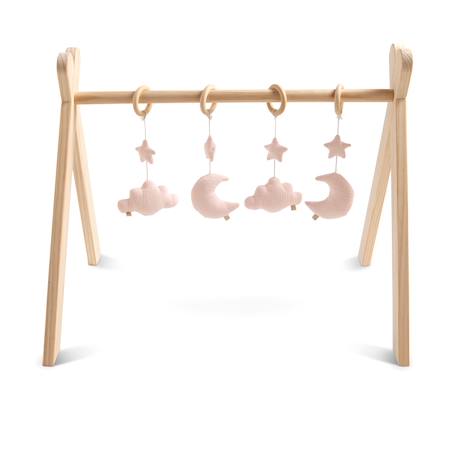 Arche d'éveil bois avec 4 jouets - uni sauge Beige+Rose+Rouge+Vert 4 - vertbaudet enfant 