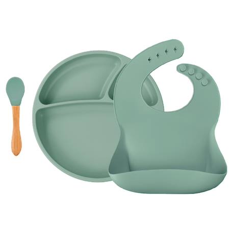 Coffret repas comme un grand assiette cuillère bavoir Caramel+Nude+Rose clair+Terracotta+Vert amande 24 - vertbaudet enfant 