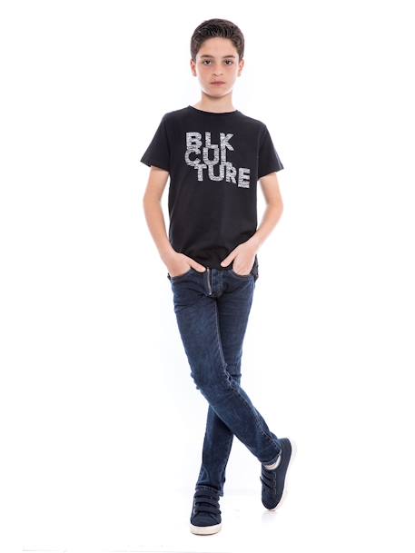 T-shirt col rond nomade garçon Blanc+Noir 8 - vertbaudet enfant 