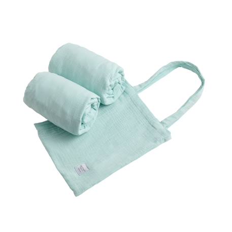 Lot 2 draps housse pour lit évolutif bébé en coton - galopin Blanc+Bleu ciel+Bleu nuit+Jaune+Rose 4 - vertbaudet enfant 
