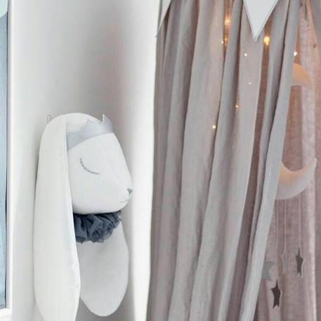 Trophée mural lapin prince en velours – décoration chambre bébé enfant Blanc 5 - vertbaudet enfant 