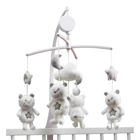 Mobile musical bébé ours en polyester - celeste Blanc 1 - vertbaudet enfant 