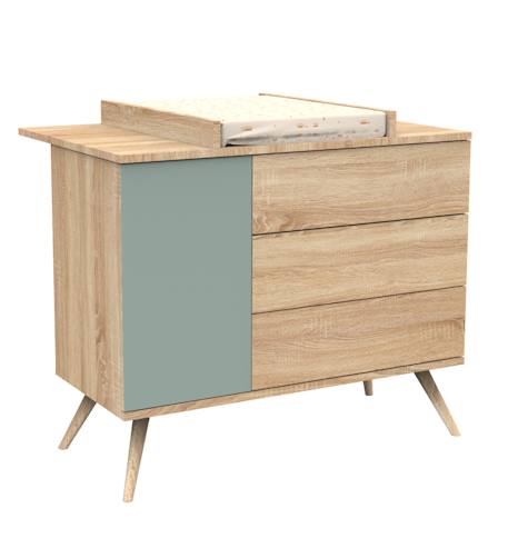 Commode 1 porte et 3 tiroirs - seventies Marron/ecru+Marron/orange+Marron/vert 11 - vertbaudet enfant 